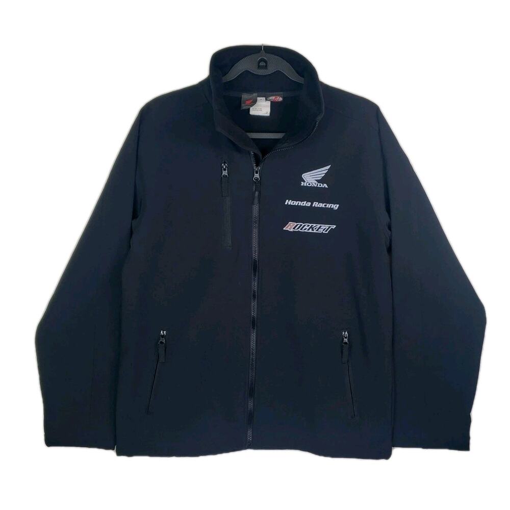 Honda Racing Rocket Softshell Jacket Full Zip Motorcycle Motorsport Black Medium